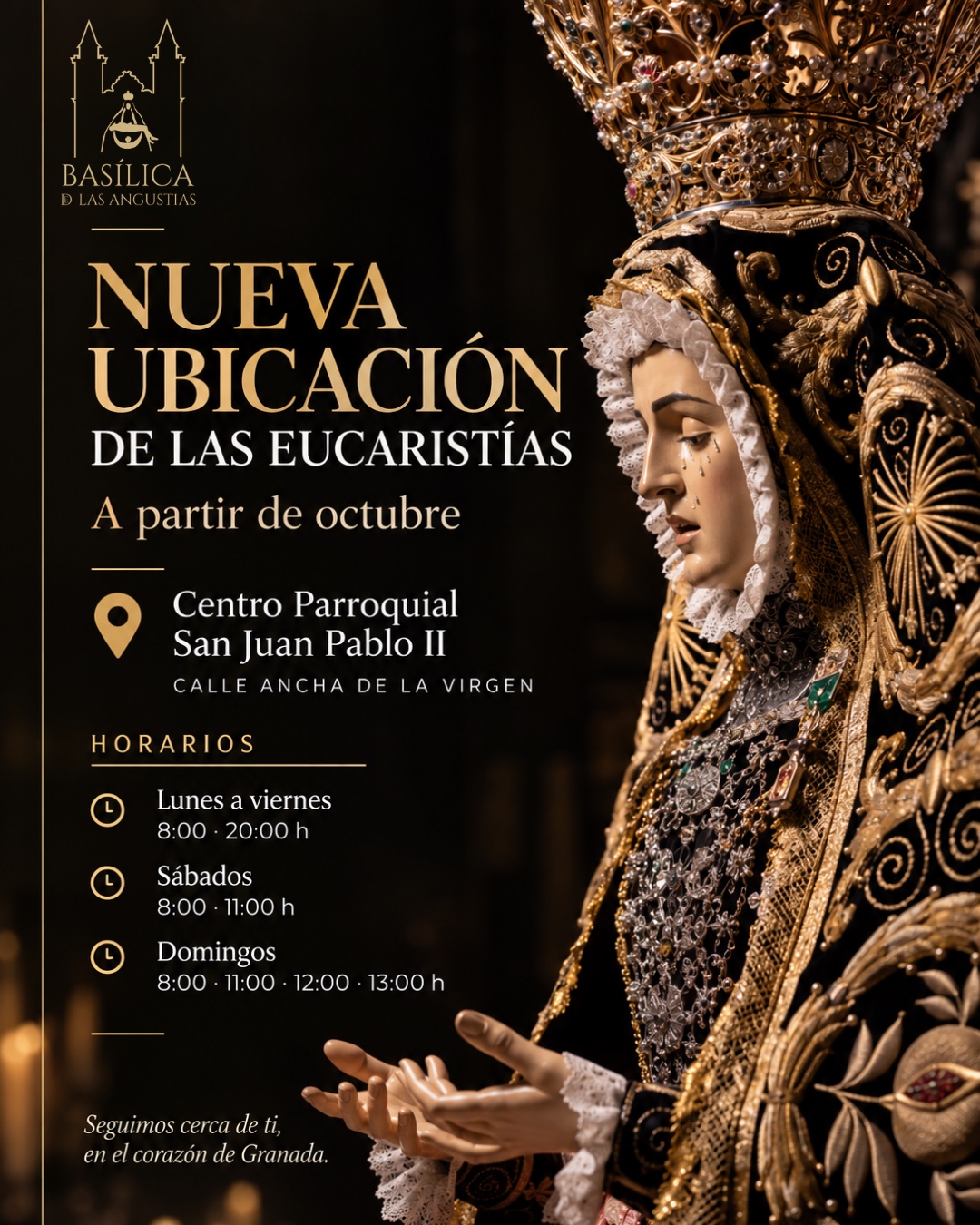 Nuevo lugar de celebración de la Eucaristía a partir de octubre